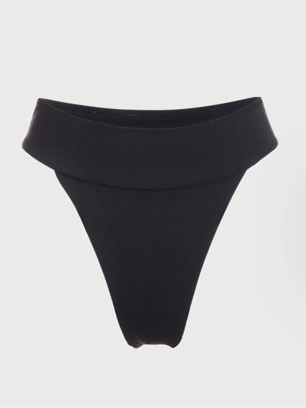 BERLOOK Black Ribbed Bikini Bottom Size M NWT Foldover Waist Swim Bottom